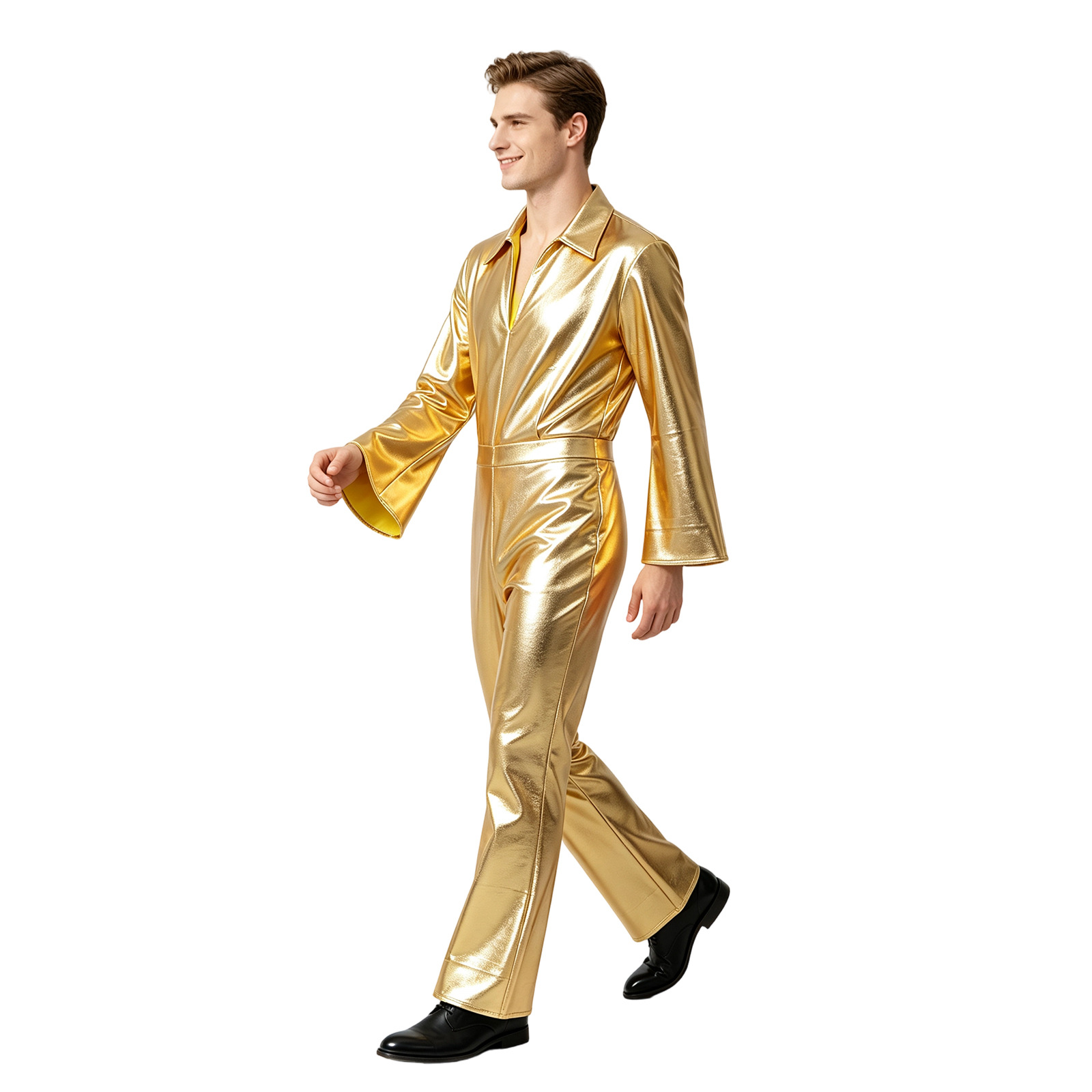 Anime Cosplay Jumpsuit - Золотой металлический блестящий комбинезон для Хэллоуина,